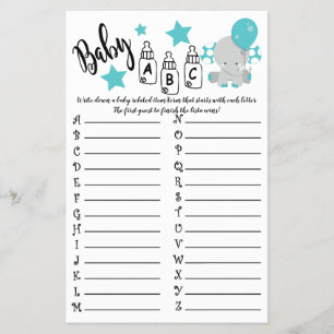 BLUE BALLOON ELEPHANT ABC BABY DUSCHKARTE FLYER