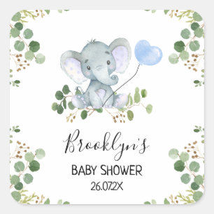 Blue Balloon Elephant Baby Dusche Gefallen Sticker