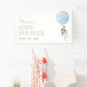 Blue Balloon, Eucalyptus, Baby-Dusche Willkommen Banner