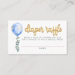 Blue Balloon Eucalyptus Baby Duwer Diaper Raffle Begleitkarte