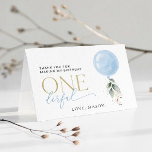 Blue Balloon, Eukalyptus, Grüne, Erster Geburtstag Dankeskarte