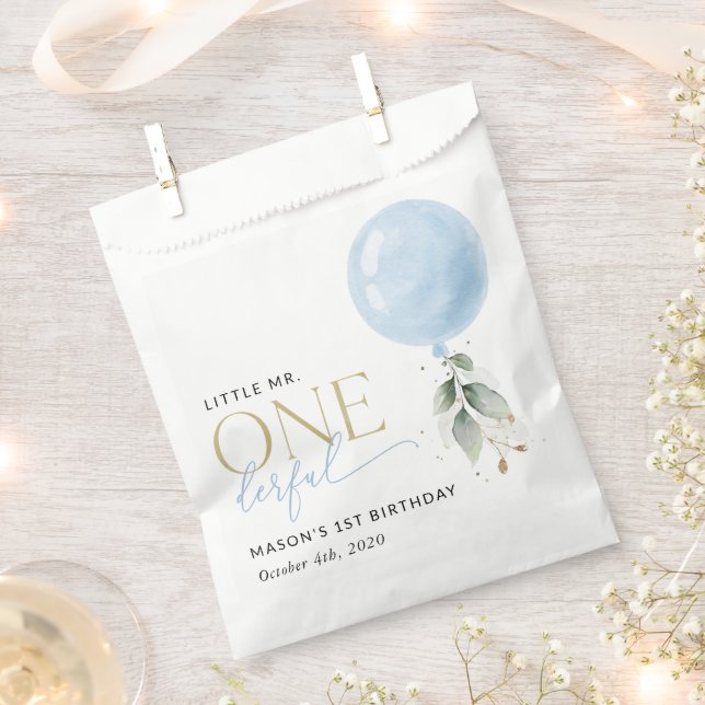 Blue Balloon, Eukalyptus, Grüne, Erster Geburtstag Geschenktütchen (Ausgeschnitten)