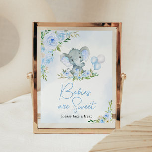 Blue Balloon Floral Elephant Babies sind süß Poster