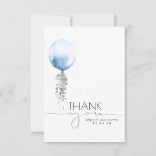 Blue Balloon Greenerenery Baby Shower Vielen Dank Dankeskarte