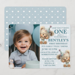 Blue Balloon Hedgehog Celebration Einladung