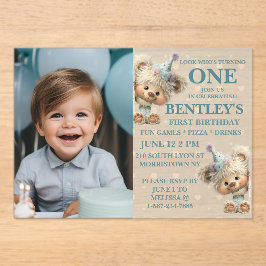 Blue Balloon Hedgehogs Celebration Acryleinladungen