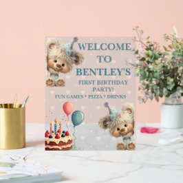 Blue Balloon Hedgehogs Celebration Acrylschild