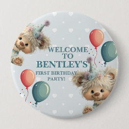 Blue Balloon Hedgehogs Celebration Button