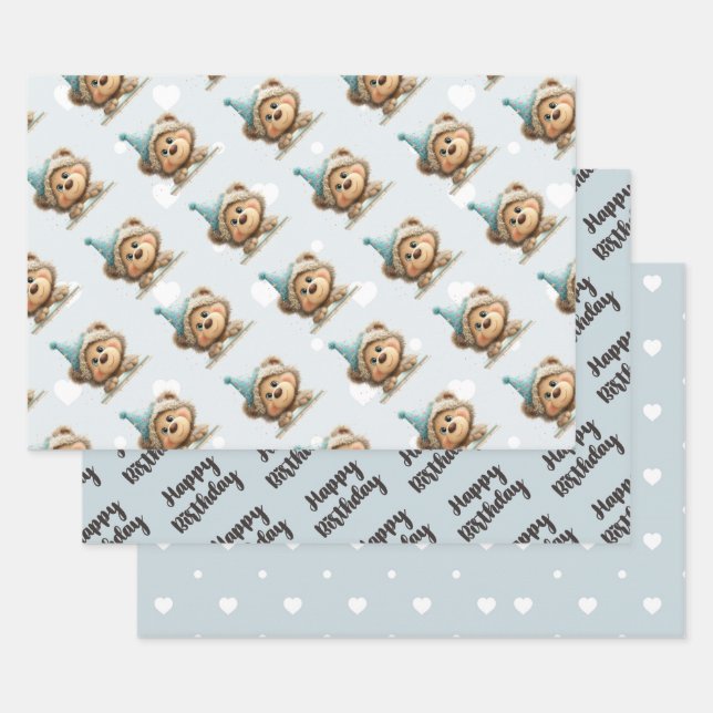 Blue Balloon Hedgehogs Celebration Geschenkpapier Set (Set)