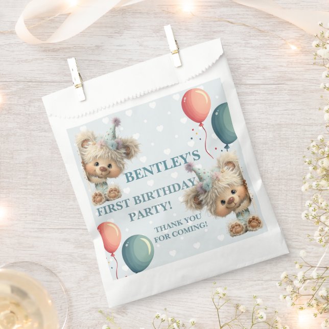 Blue Balloon Hedgehogs Celebration Geschenktütchen (Ausgeschnitten)