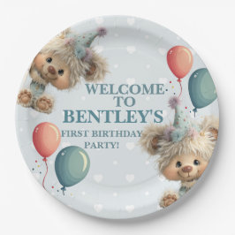 Blue Balloon Hedgehogs Celebration Pappteller