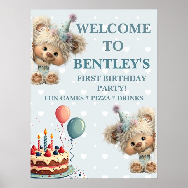 Blue Balloon Hedgehogs Celebration Poster (Vorne)