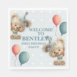 Blue Balloon Hedgehogs Celebration Serviette