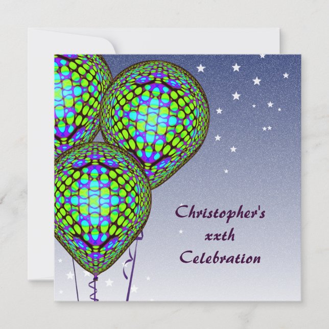 Blue Balloon Invite Einladung (Vorderseite)