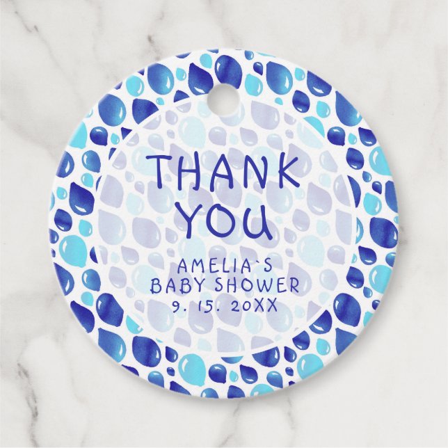 Blue Balloon Pattern Baby Boy Baby Dusche Geschenkanhänger (Vorderseite)