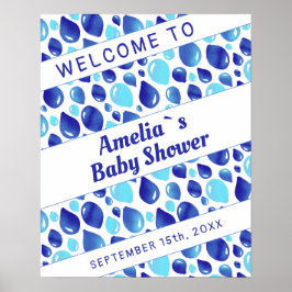 Blue Balloon Pattern Boy Baby Dusche Begrüßungszei Poster