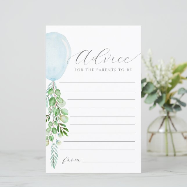 Blue Balloon Ratgeber wünscht Baby Card (Stehend Vorderseite)