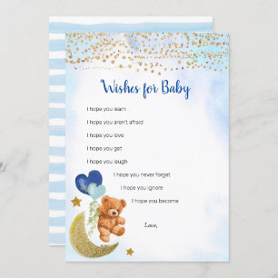 Blue Balloon Teddy Bear wünscht Baby Game Card Einladung