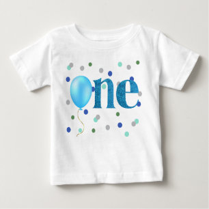 Blue Balloon und Confetti Erster Geburtstag Baby T-shirt