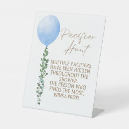Blue Balloon Watercolor Boy Baby Shower Pedestal Sockelschild