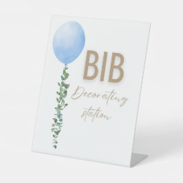 Blue Balloon Watercolor Boy Baby Shower Pedestal Sockelschild