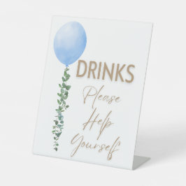 Blue Balloon Watercolor Boy Baby Shower Pedestal Sockelschild
