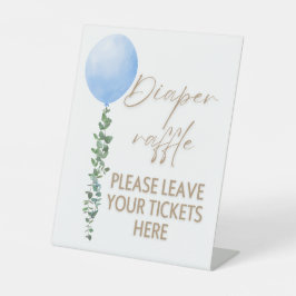 Blue Balloon Watercolor Boy Baby Shower Pedestal Sockelschild