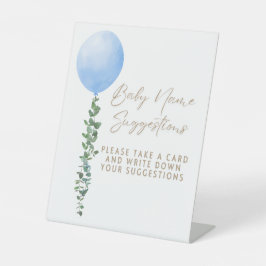 Blue Balloon Watercolor Boy Baby Shower Pedestal Sockelschild
