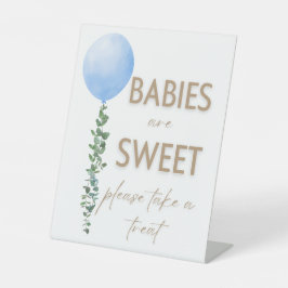 Blue Balloon Watercolor Boy Baby Shower Pedestal Sockelschild