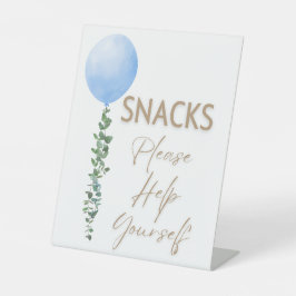 Blue Balloon Watercolor Boy Baby Shower Pedestal Sockelschild