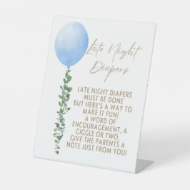 Blue Balloon Watercolor Boy Baby Shower Pedestal Sockelschild