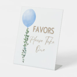 Blue Balloon Watercolor Boy Baby Shower Pedestal Sockelschild