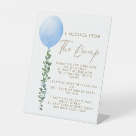 Blue Balloon Watercolor Boy Baby Shower Pedestal Sockelschild