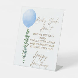 Blue Balloon Watercolor Boy Baby Shower Pedestal Sockelschild