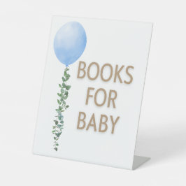 Blue Balloon Watercolor Boy Baby Shower Pedestal Sockelschild
