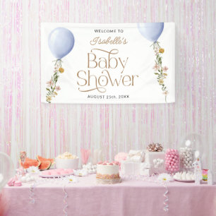 Blue Balloon Wildblume Baby Dusche Willkommen Banner