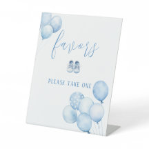 Blue Balloons Baby Shower Favorit Pedestal Schild