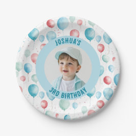 Blue Balloons Birthday Foto Pappteller