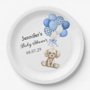 Blue Balloons Boy Baby Shower Paper Plate Pappteller