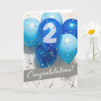 Blue Balloons Card für Mitarbeiter 2. Jubiläum