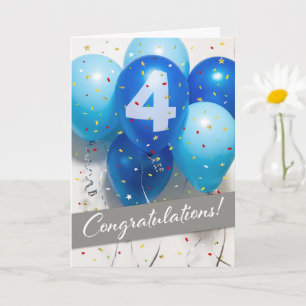 Blue Balloons Card für Mitarbeiter 4 Jahre Karte