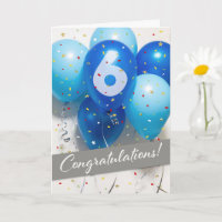 Blue Balloons Card für Mitarbeiter 6 Jahre