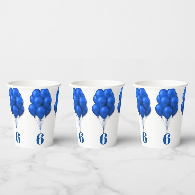 Blue Balloons Chiles Birthday Age Template Pappbecher (Multi)