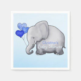 Blue Balloons Elephant Boy Baby Shower Serviette