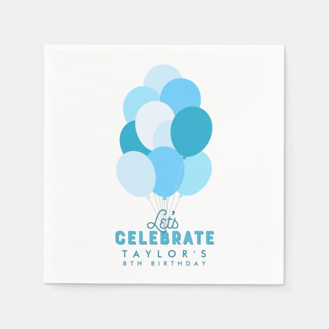 Blue Balloons feiern jeden Geburtstag Serviette (Vorderseite)