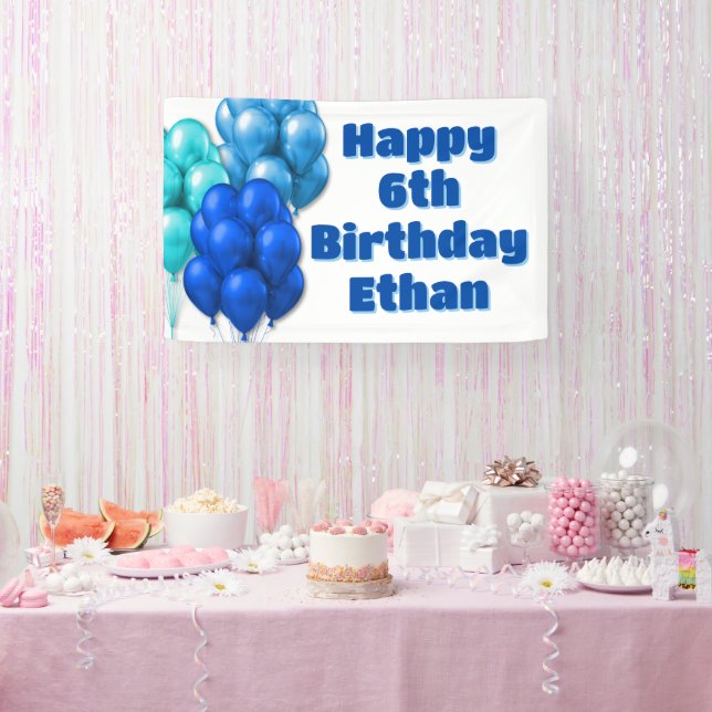 Blue Balloons Happy Birthday Boys Party Banner (Party)