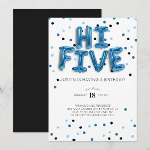 Blue Balloons   Hi Five 5. Geburtstag Einladung