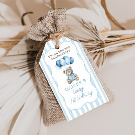 Blue Balloons Teddy Bear Birthday Gift Tag Geschenkanhänger