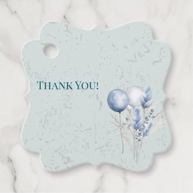 Blue Balloons und Gemusterter Hintergrund Geschenkanhänger (Vorderseite)