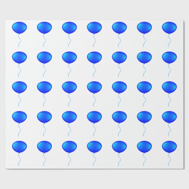 Blue Balloons Wrapping Paper Geschenkpapier (Flach)